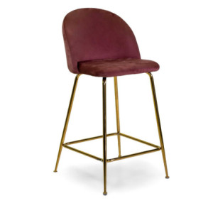 Sgabello Sammi velluto rosa antico struttura oro elegante