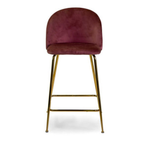 Zoom Sgabello velluto Sammi rosa antico struttura oro cm 44x48h65/91