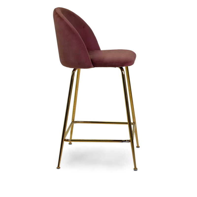 Sgabello Sammi velluto rosa antico struttura oro elegante