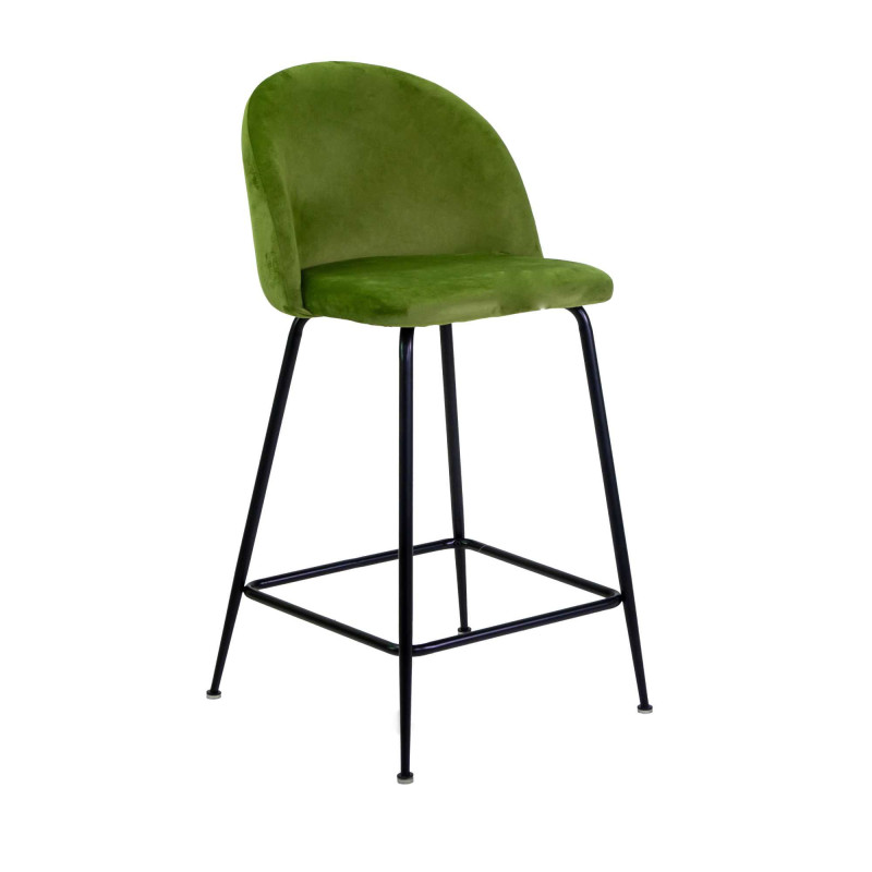 Sgabello Sammi velluto verde struttura nera elegante e moderno