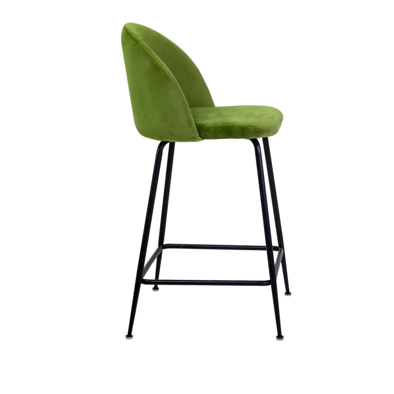 Sgabello Sammi velluto verde struttura nera elegante e moderno