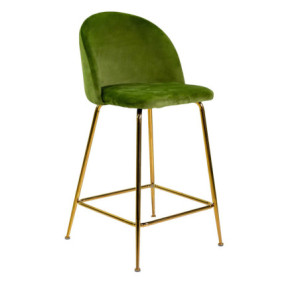Sgabello velluto Sammi verde struttura oro 44x48x65-91 cm