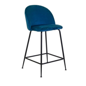 Sgabello velluto Sammi blu struttura nera 44x48xH65-91 cm