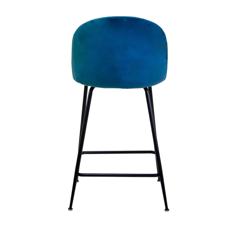 Sgabello velluto Sammi blu struttura nera 44x48xH65-91 cm