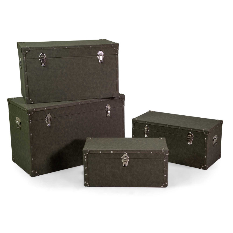 Baule ecopelle verde set 1-4 grande 80×40×h50 cm — levanteshop.it