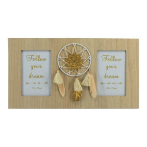 Portafoto muro legno Plume multiplo 2 posti 40x21,5 cm elegante