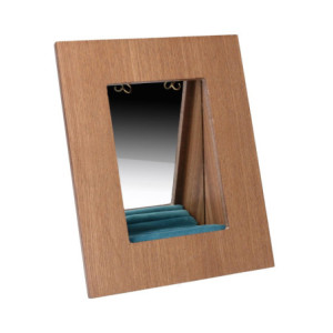 Specchio legno marrone 21x9x26 cm design rustico elegante