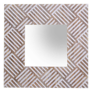 Specchio legno dipinto naturale quadro 60x4x60 cm moderno