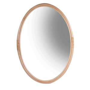 Specchio rattan naturale ovale 49,5x2x68 cm moderno decorativo