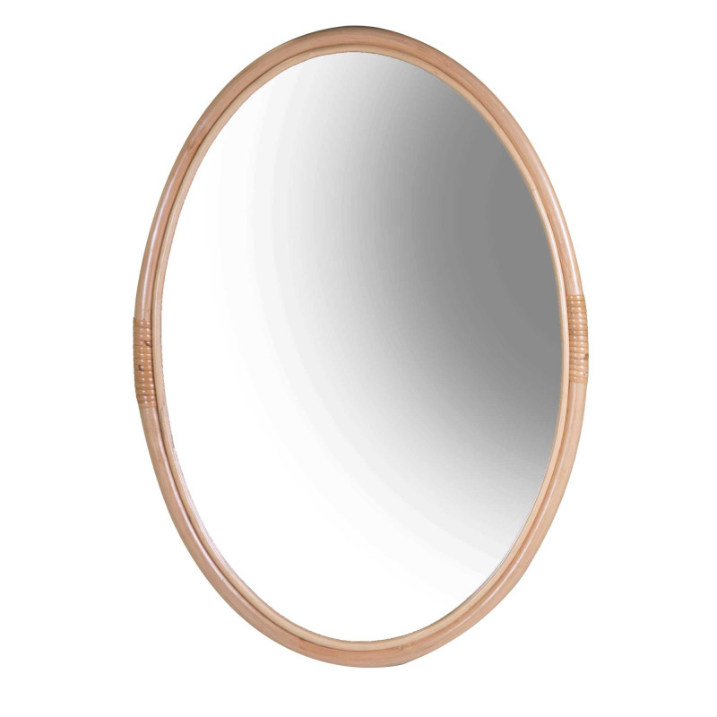 Specchio rattan naturale ovale 49,5x2x68 cm moderno decorativo