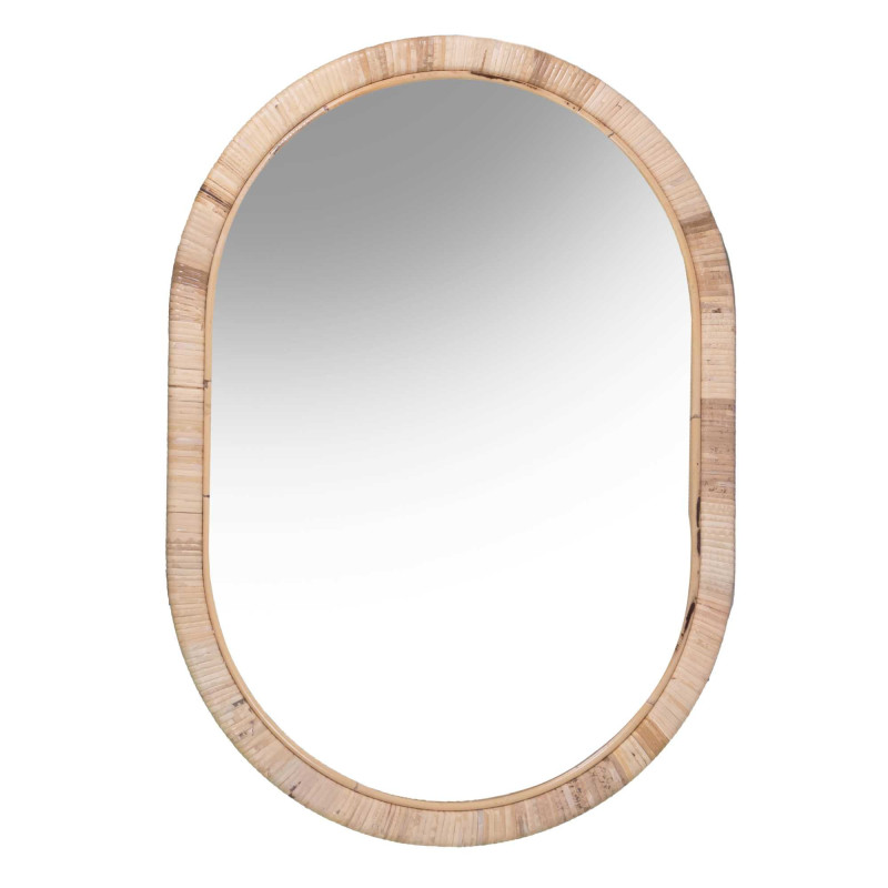 Specchio rattan fasciato naturale ovale 50x2x70 cm moderno
