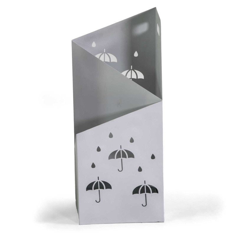 Portaombrelli metallo bianco rettangolare 25x20H60 moderno e capiente