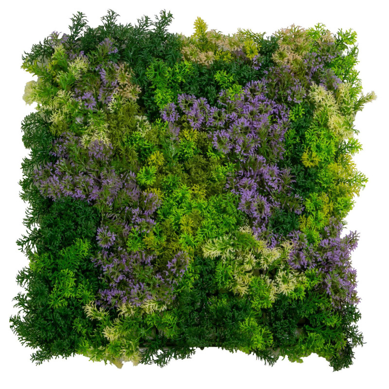 Pannello misto felce fiori viola 50x50 cm decorazione vivace