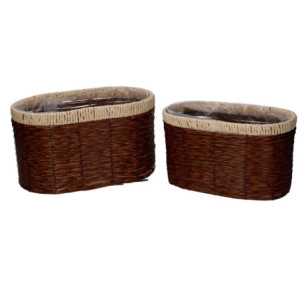 Portavaso polyrattan noce ovale 28x18xH16 cm moderno pratico