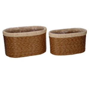 Zoom Portavaso polyrattan 1-2 naturale ovale cm 28x18h16