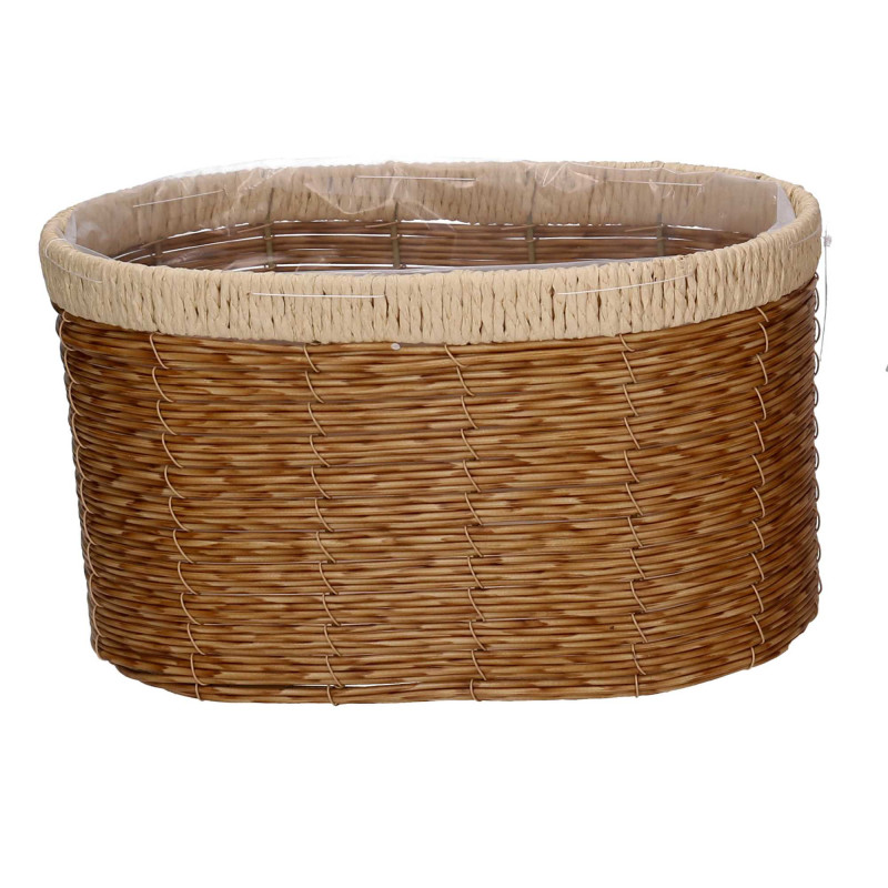 Portavaso polyrattan naturale ovale 28x18xH16 cm moderno