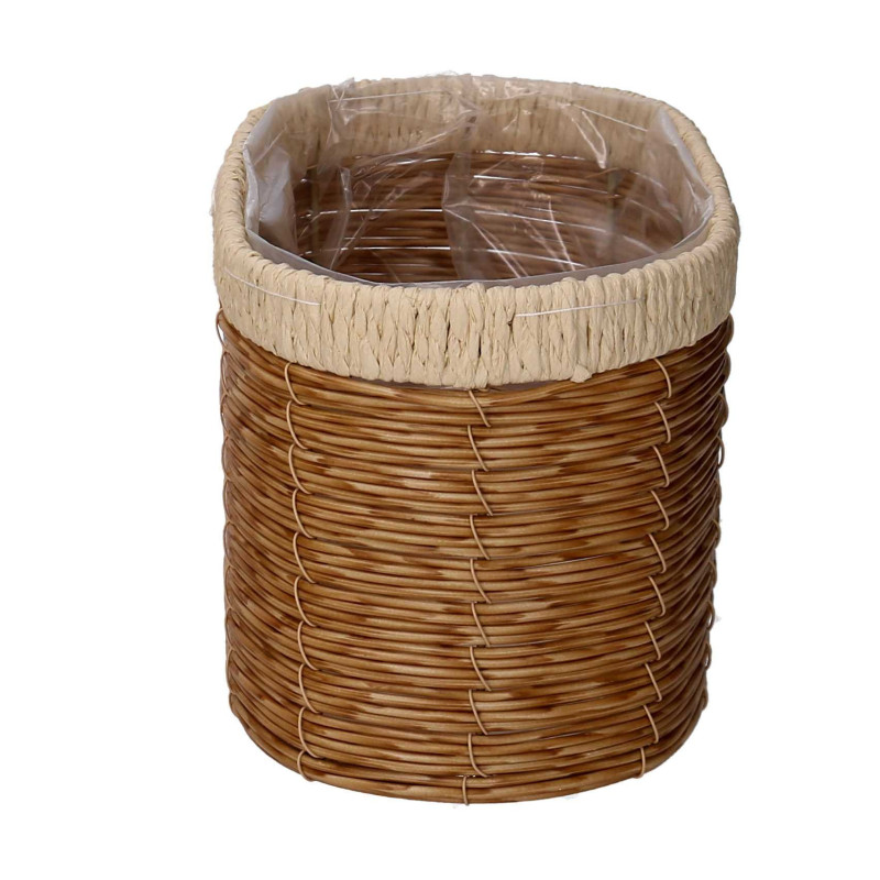 Portavaso polyrattan naturale ovale 28x18xH16 cm moderno
