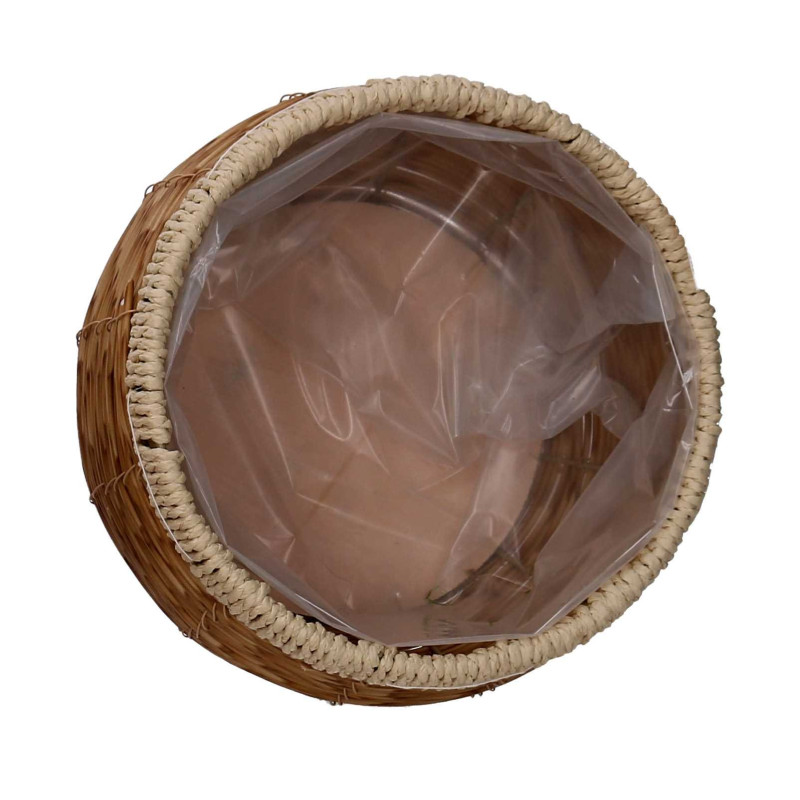 Portavaso polyrattan naturale tondo Ø29xH16 cm moderno pratico