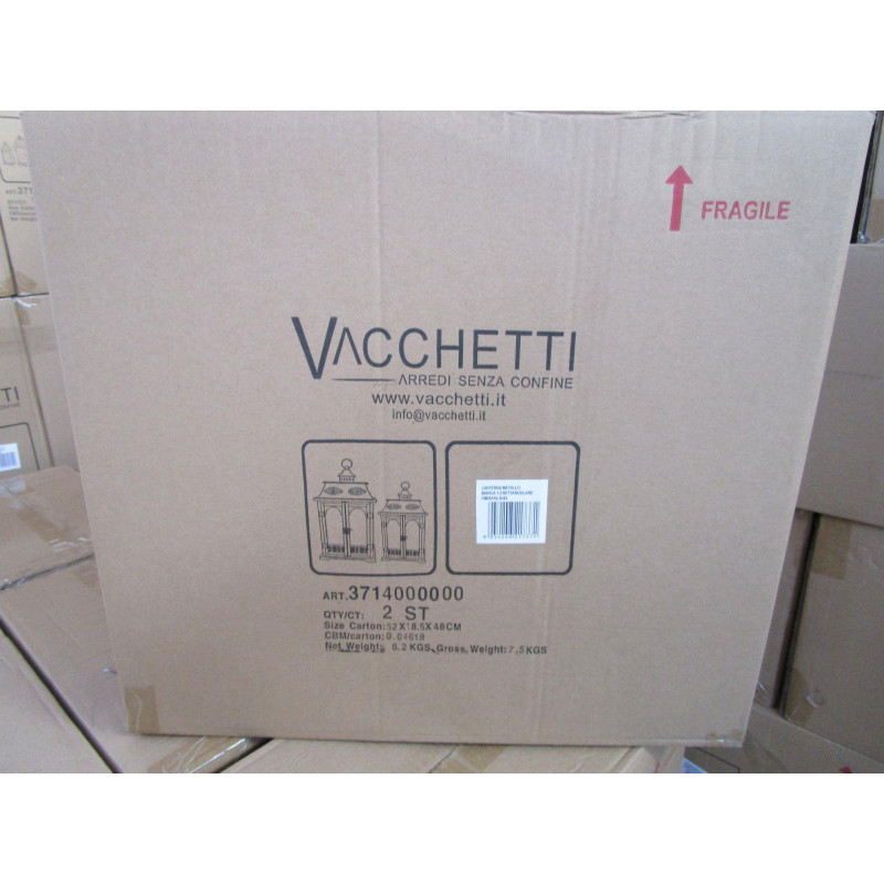 Lanterna metallo bianco rettangolare 24x16,3xH43 cm elegante