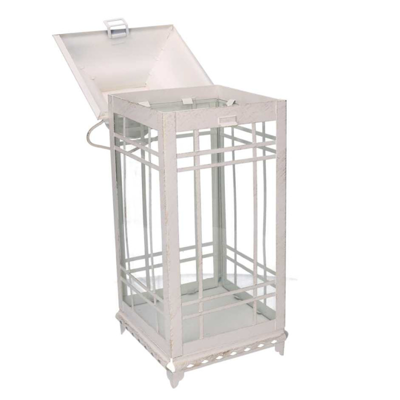 Lanterna metallo crema quadra 21,5x21,5xH50 cm elegante