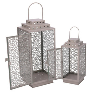 Zoom Lanterna metallo 1-2 tortora cm 16x16h39/48