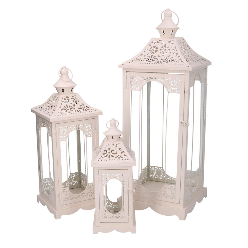 Lanterna metallo crema 24x24xH67 cm design elegante giardino