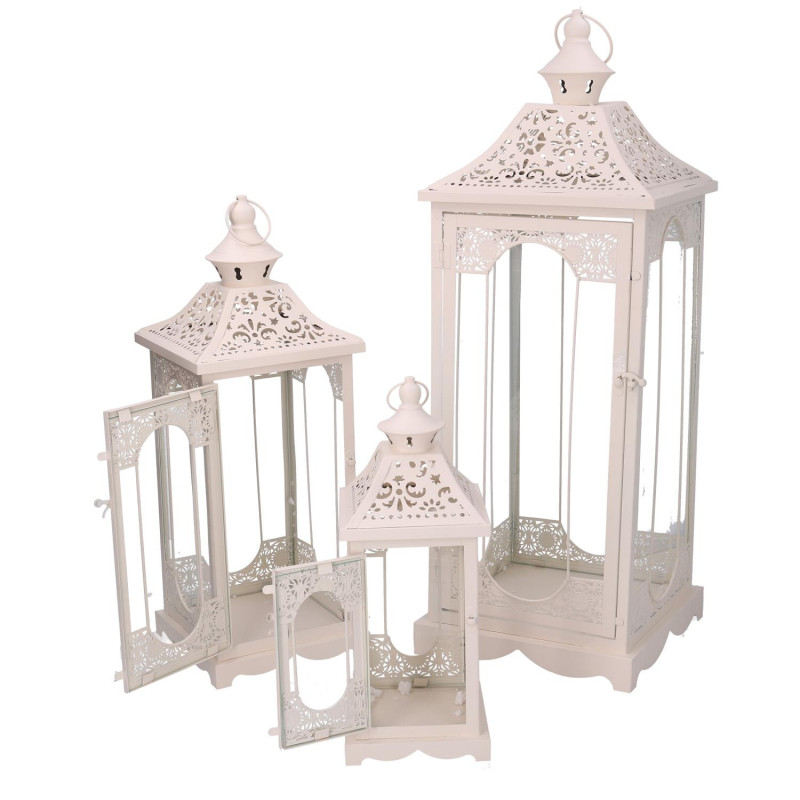 Lanterna metallo crema 24x24xH67 cm design elegante giardino