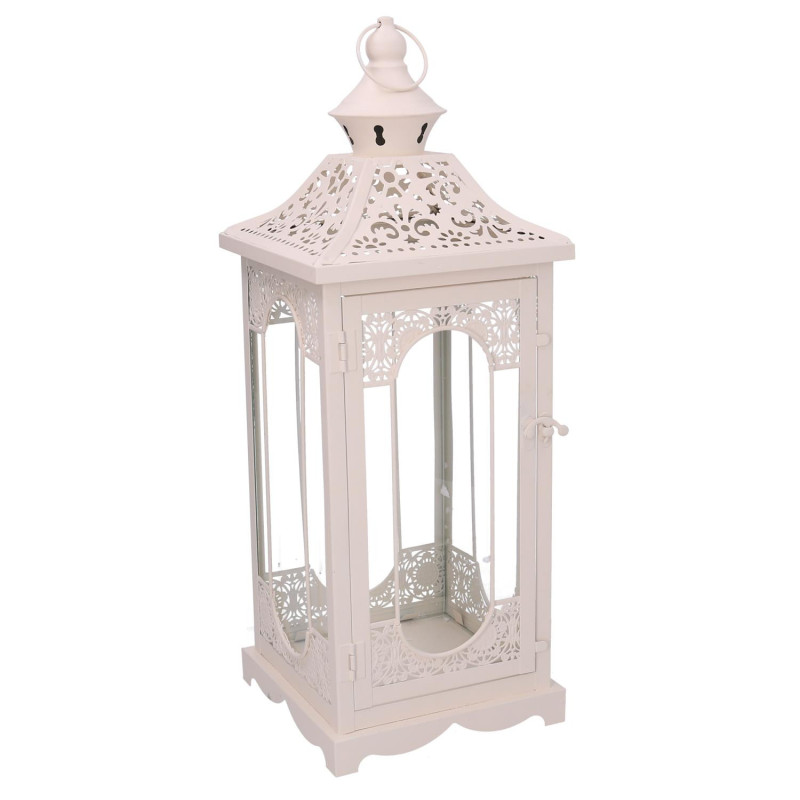Lanterna metallo crema 24x24xH67 cm design elegante giardino