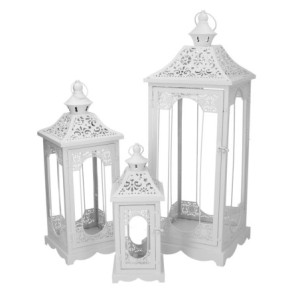 Lanterna metallo bianco opaco 24x24xH67/72 cm elegante