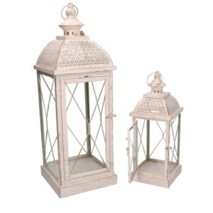 Zoom Lanterna metallo 1-2 crema oro quadro cm 18x18h54