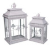 Lanterna metallo bianco opaco argentata 25x18xH47,5 cm elegante