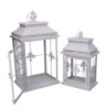 Lanterna metallo bianco opaco argentata 25x18xH47,5 cm elegante