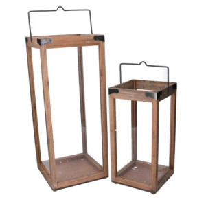 Lanterna legno naturale quadro 25x25xH60 cm elegante e ampia