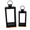 Lanterna metallo nero base legno 24x24xH55 cm elegante