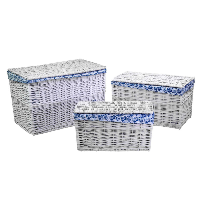 Baule vimini bianco felce blu set 1-3 grande 75×47×h48 cm — levanteshop.it