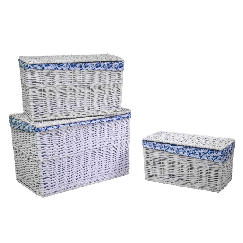 Baule vimini bianco felce blu set 1-3 grande 75×47×h48 cm — levanteshop.it