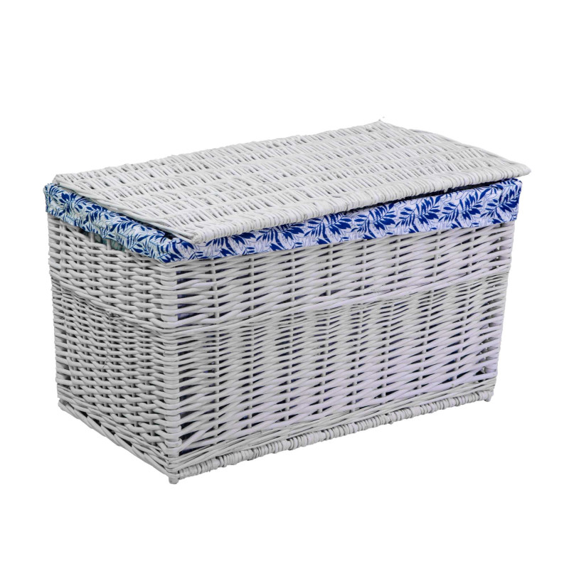 Baule vimini bianco felce blu set 1-3 grande 75×47×h48 cm — levanteshop.it