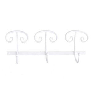 Attaccapanni a muro metallo bianco 3 posti 50x7,5x17 cm moderno