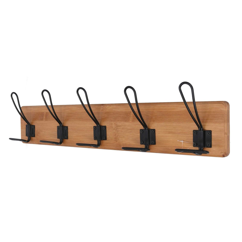 Attaccapanni legno e metallo da parete 5 posti 60x7x13,5 cm moderno