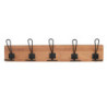 Attaccapanni legno e metallo da parete 5 posti 60x7x13,5 cm moderno