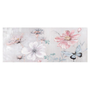 Quadro ad olio fiori rosa rettangolare 55x135x3 cm elegante