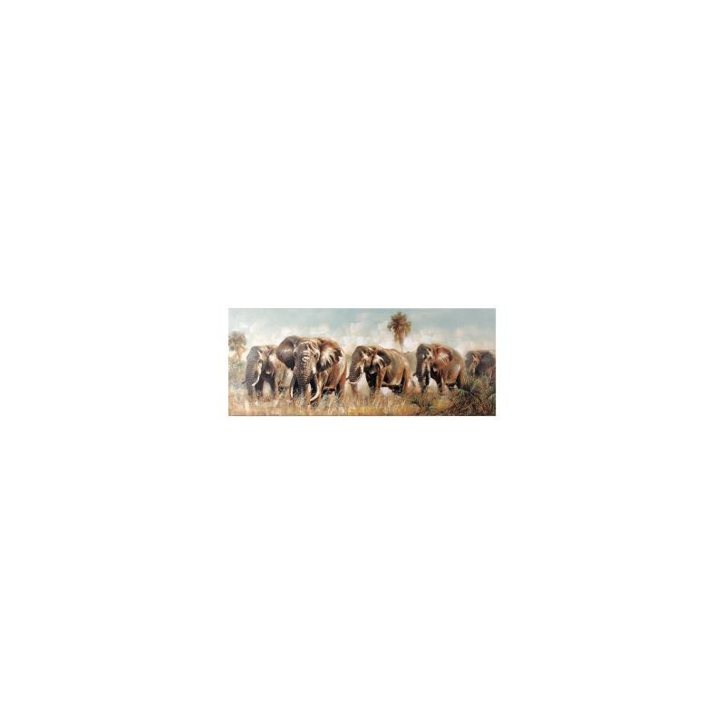 Quadro stampa elefanti rettangolare 55x135x3 cm moderno