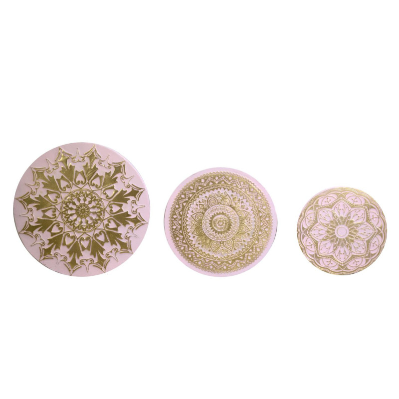 Quadro legno 1/3 rosa tondo Ø60xH3,5 cm decorativo moderno