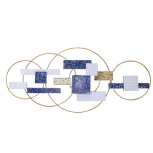 Quadro metallo blu oro 132x60xH5,1 cm moderno decorativo