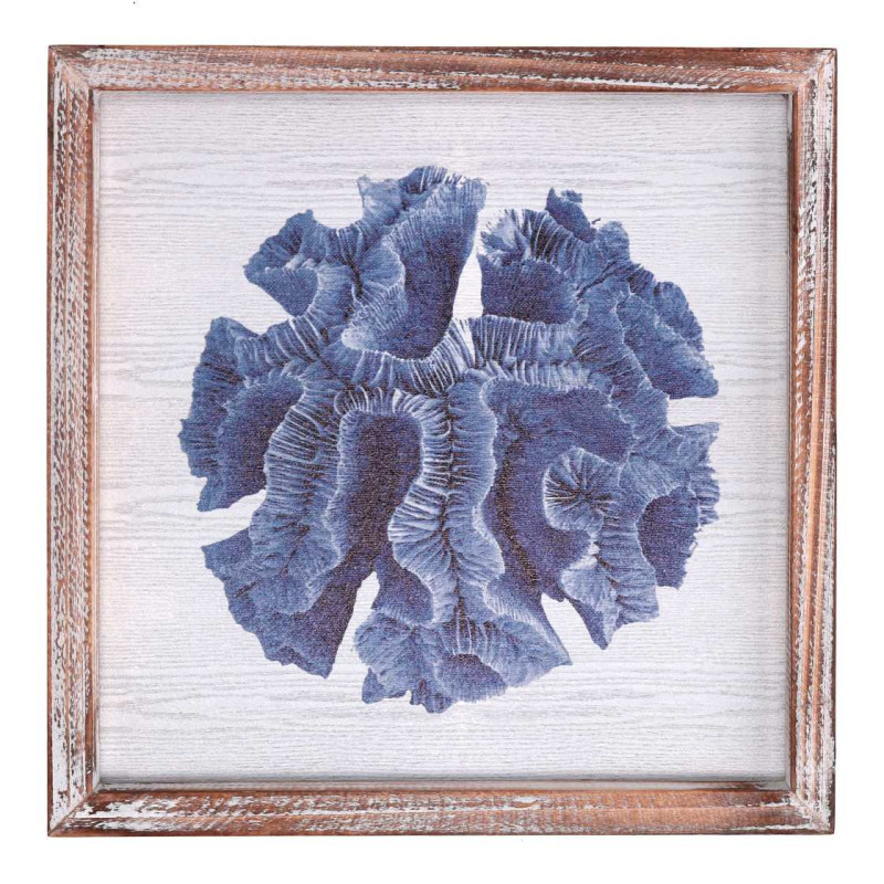 Quadro legno mare corallo blu quadro 30x30xH2,5 cm moderno
