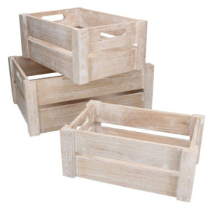 Cassetto legno naturale sbiancato 39x28x16 cm rettangolare