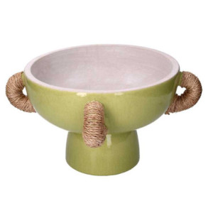 Portavaso ceramica verde con maniglie Ø30,5/40xH20/23 cm moderno