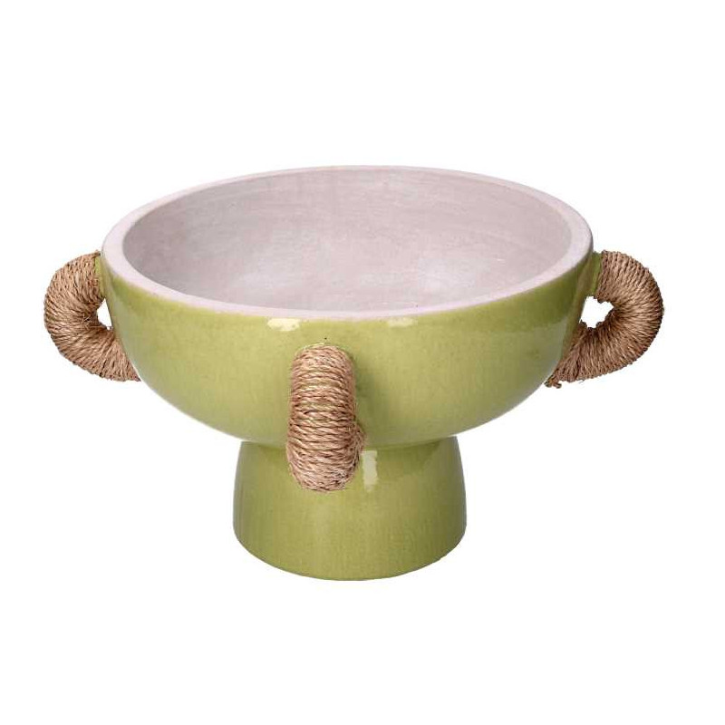 Portavaso ceramica verde con maniglie Ø30,5/40xH20/23 cm moderno