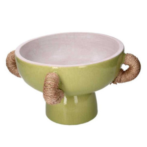 Zoom Portavaso ceramica verde con maniglie cm ø30,5/40h20/23