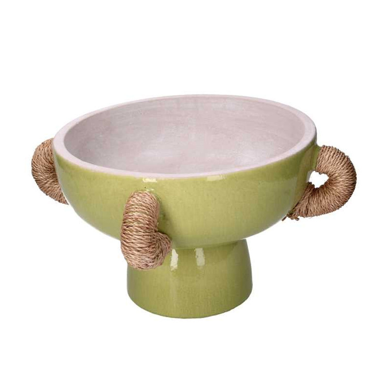 Portavaso ceramica verde con maniglie Ø30,5/40xH20/23 cm moderno